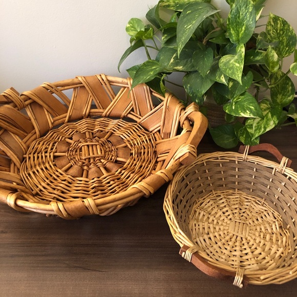 Vintage Other - 2 Vintage Boho Wicker Baskets